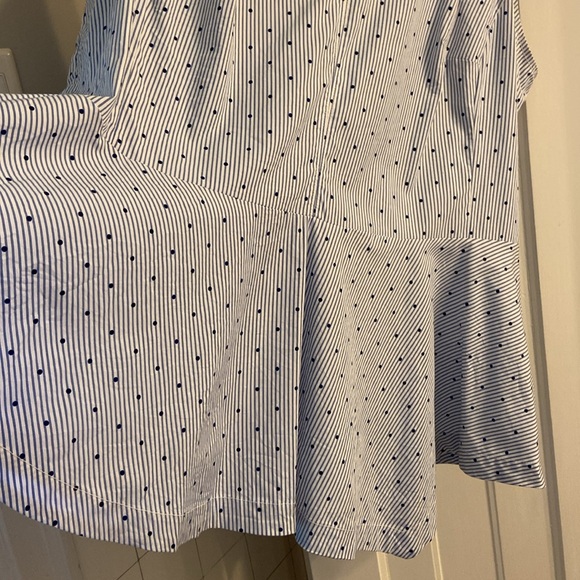 26W Lane Bryant Cotton Peplum Print Top with Asymmetrical Hem and Zipper Detail - Picture 15 of 17